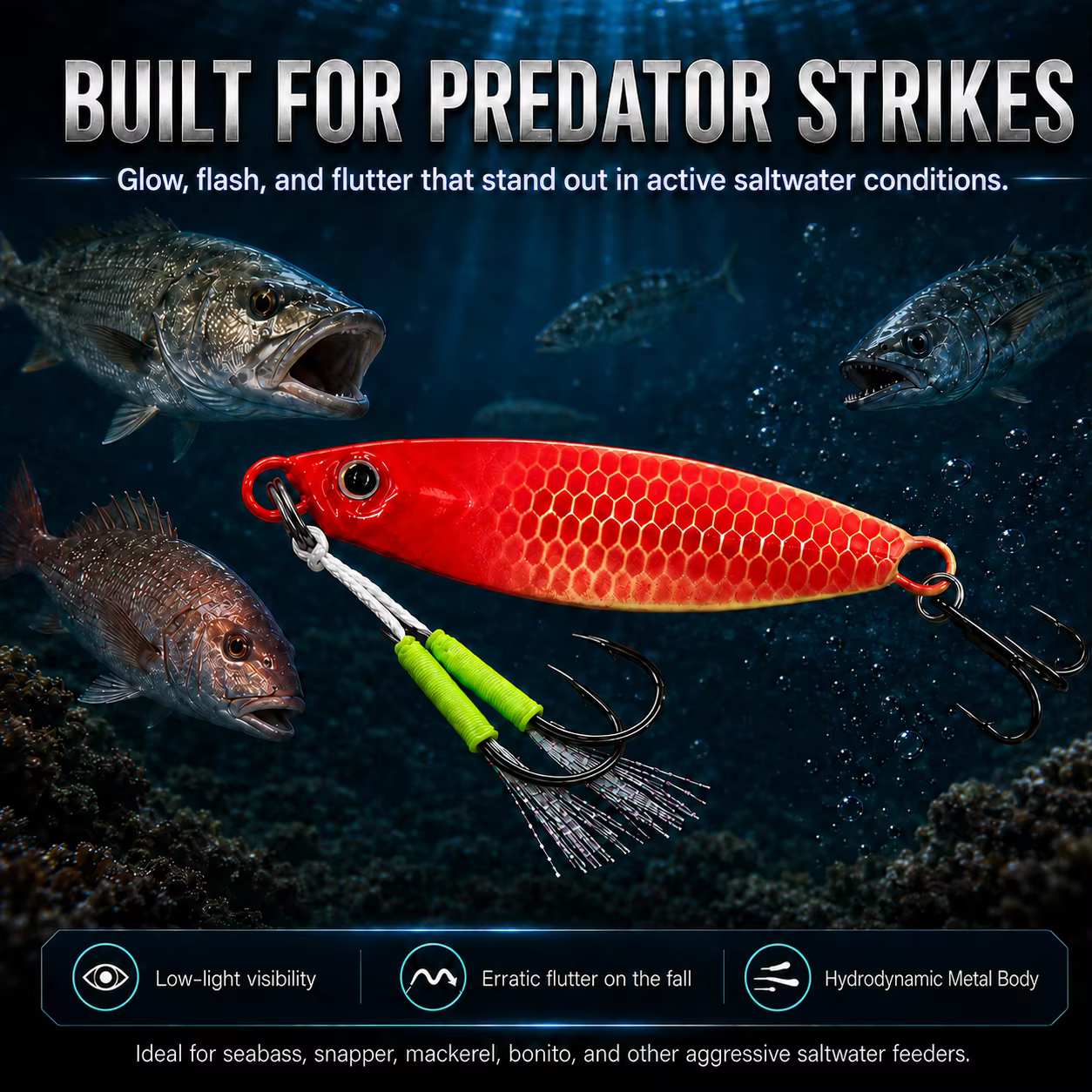 Jig luminoso 9KM para pesca lenta en agua salada - imagen 5