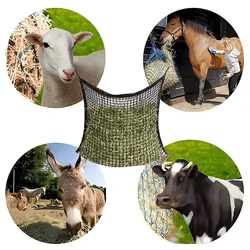 1 unidad de red para heno de gran capacidad, resistente y de alimentación lenta, 80x90 cm, bolsa para heno para caballos, bolsa colgante para alimentar a caballos, cabras y ovejas.