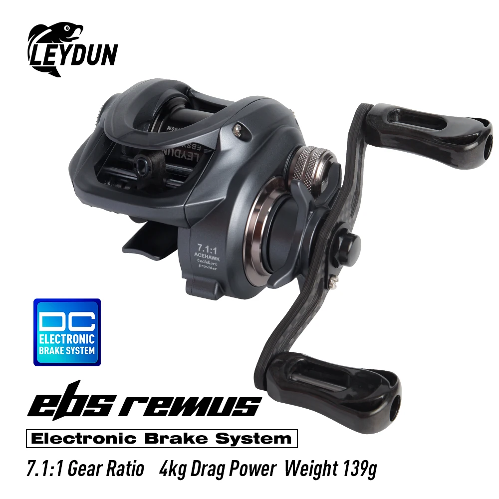 Carrete Baitcasting LEYDUN REMUS con freno electrónico y carbono
