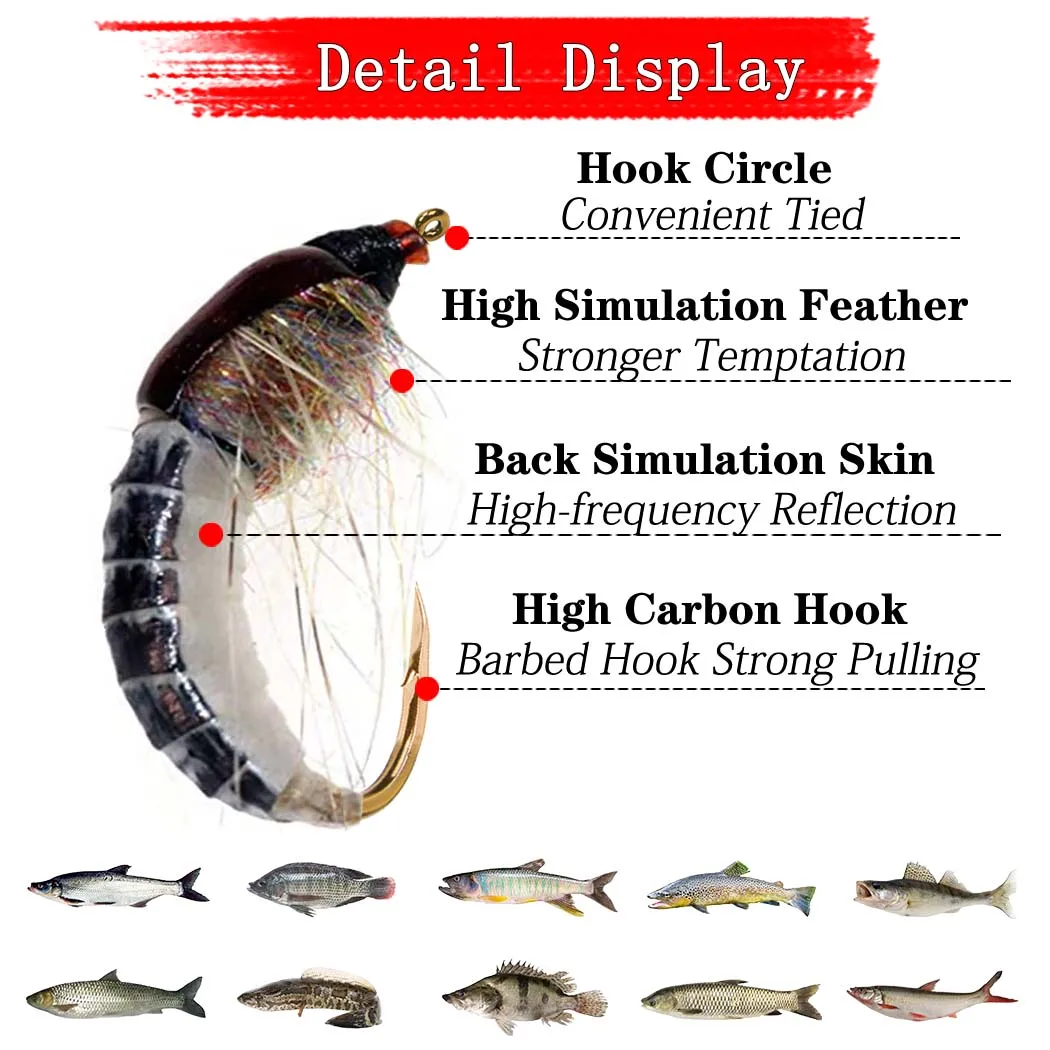 Mosca Scud negra compacta para caja de pesca