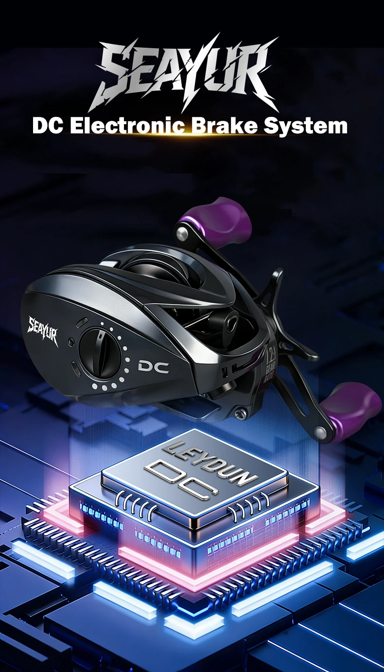 Carrete Leydun SEAYUR DC con diseño para baitcasting
