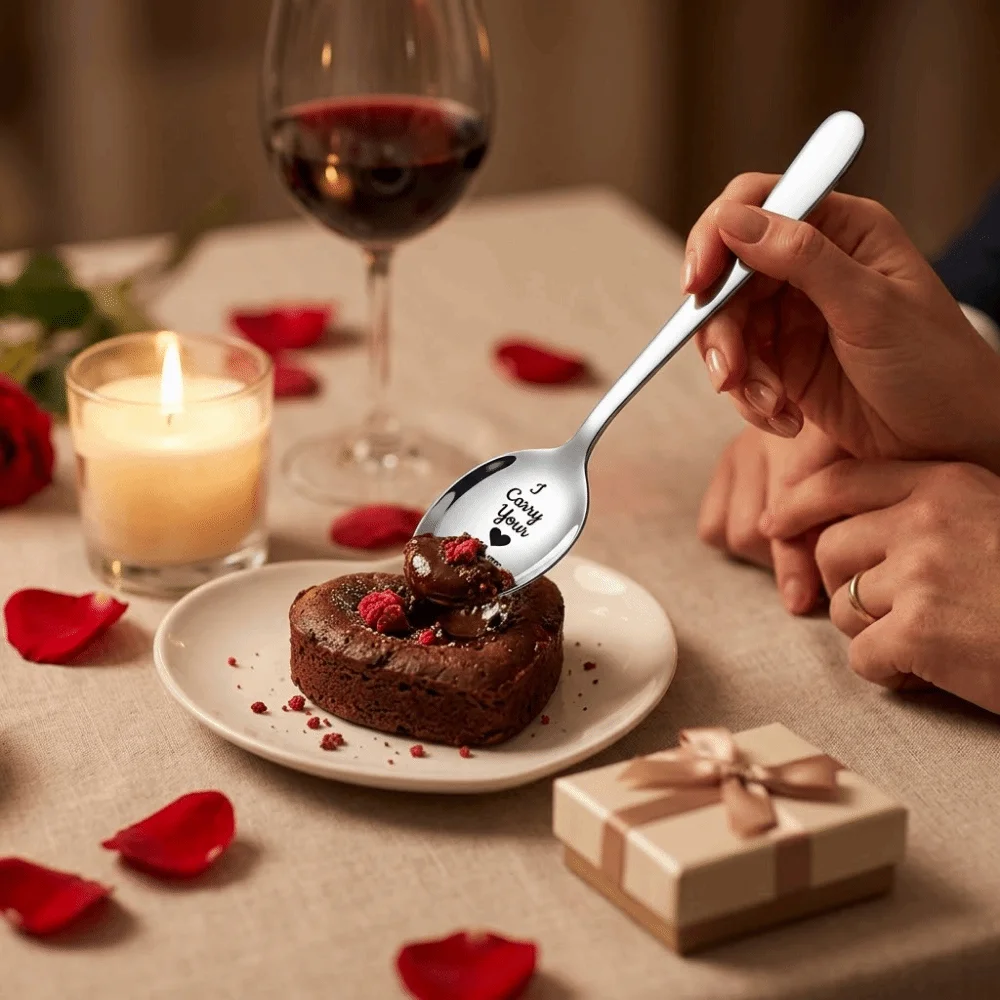 Cuchara grabada personalizada Llave del Amor para café y leche - imagen 4
