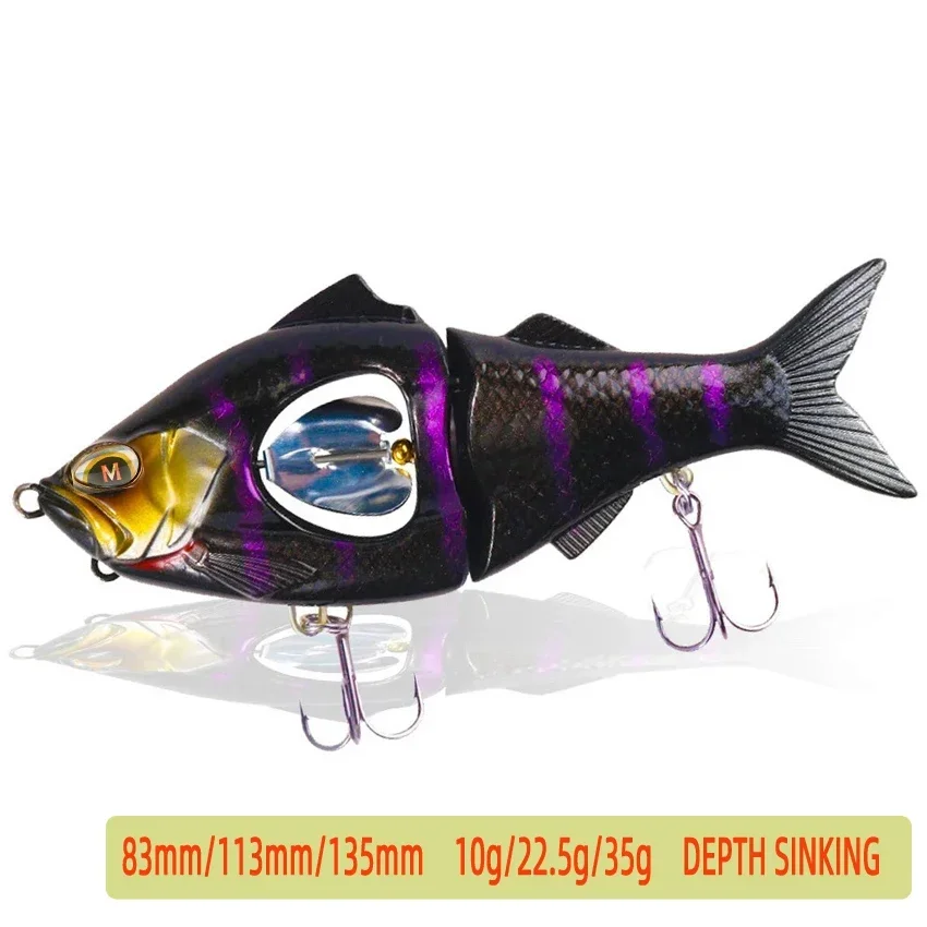 Vista frontal del señuelo swimbait articulado