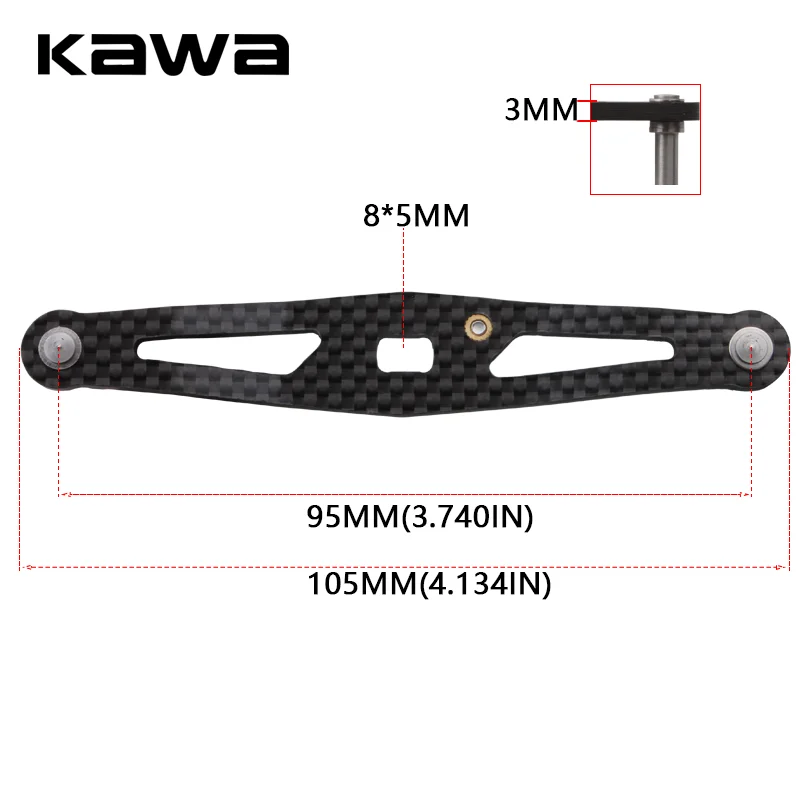 Mango de carrete carbono Kawa – 8×5mm - imagen 4