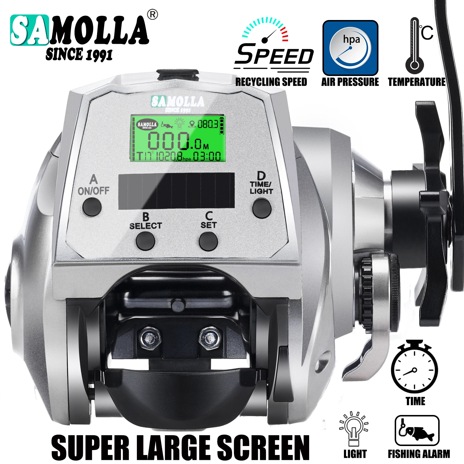 SAMOLLA carrete electrónico Baitcasting USB con pantalla grande - imagen 2