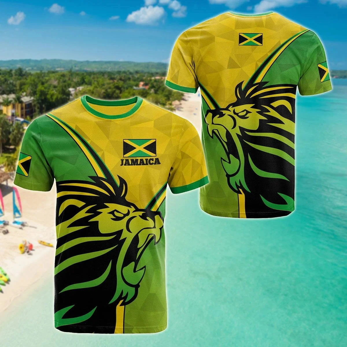 Camiseta PLstar Cosmos Jamaica con escudo León 3D estilo verano - imagen 4