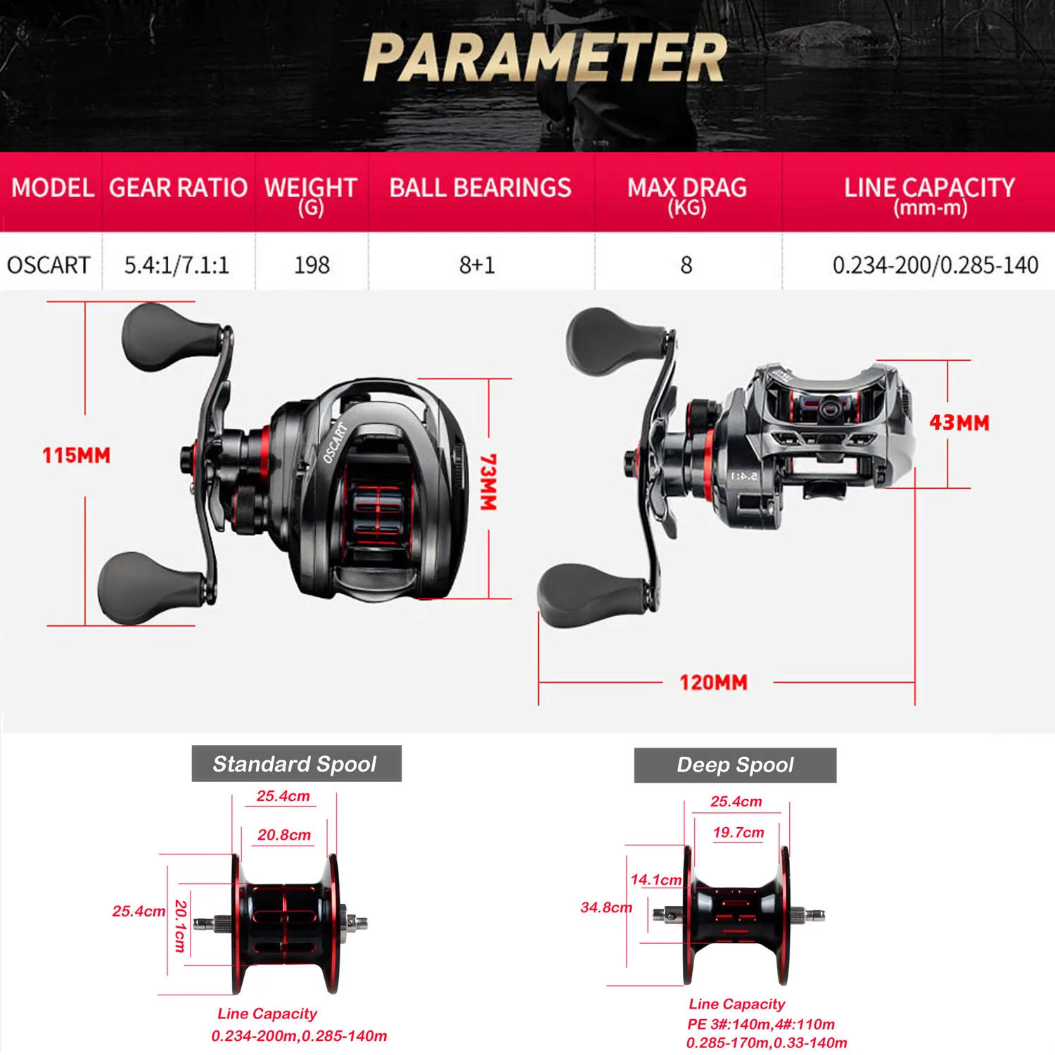 Carrete Baitcaster Multispeed 7,1:1 y 5,4:1 Agua Salada 9BB - imagen 5