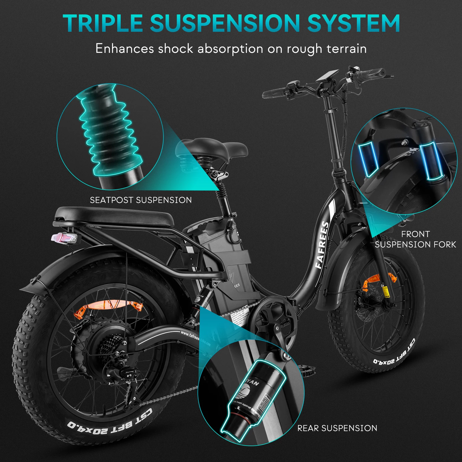 FAFREES F20 – Bicicleta eléctrica MTB 750W pliable para adulto - imagen 5