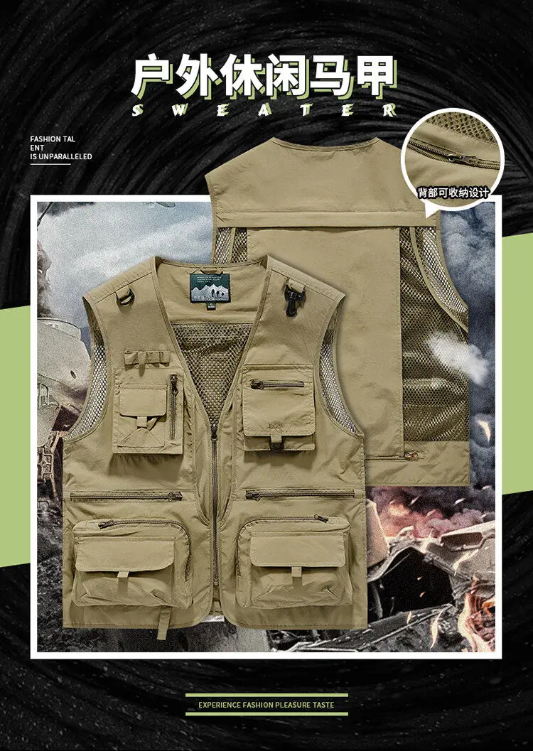 Chaleco táctico con bolsillos para pesca
