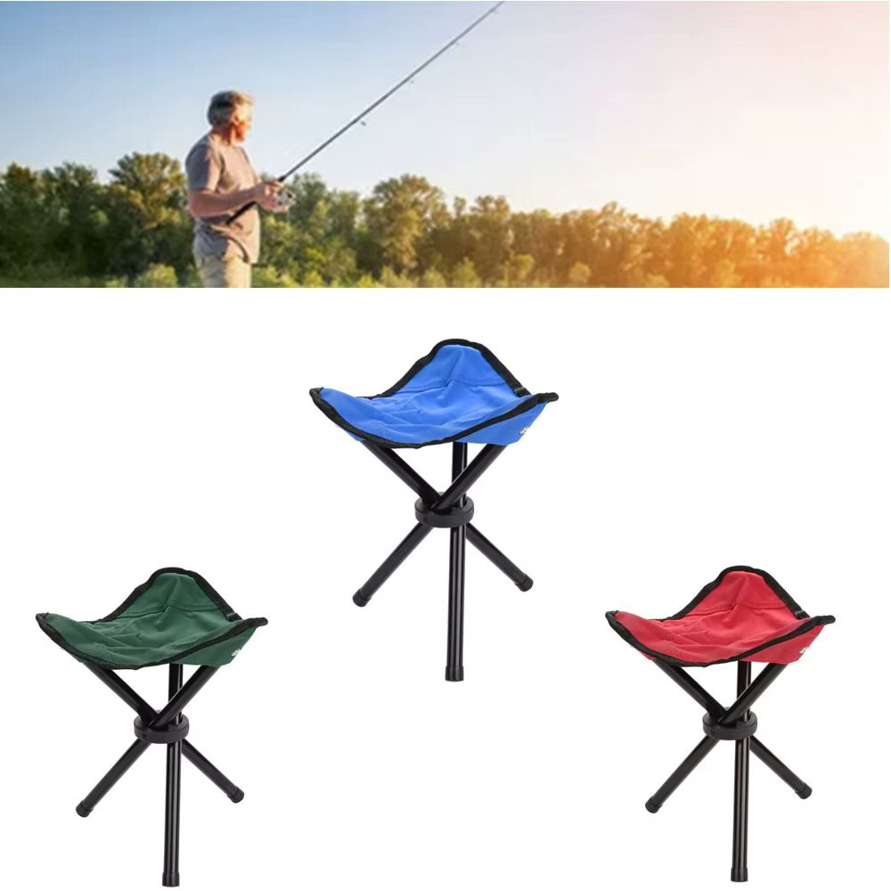 Silla de pesca plegable trípode portátil ligera con correa - imagen 4