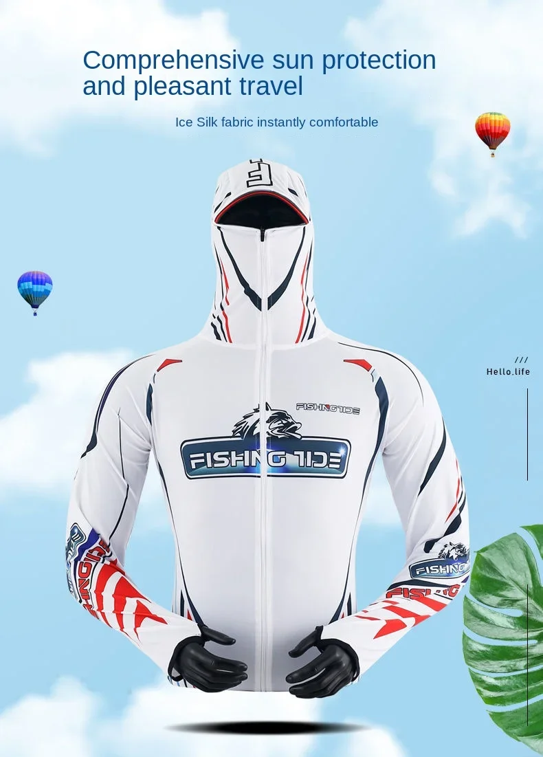 Camisa de pesca con capucha y protección solar para hombre