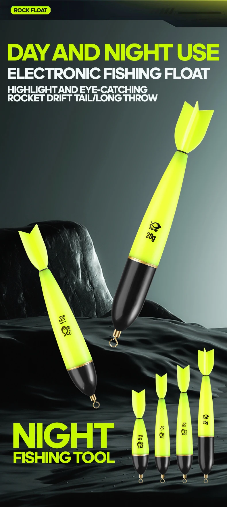 Flotadores luminosos para pesca nocturna