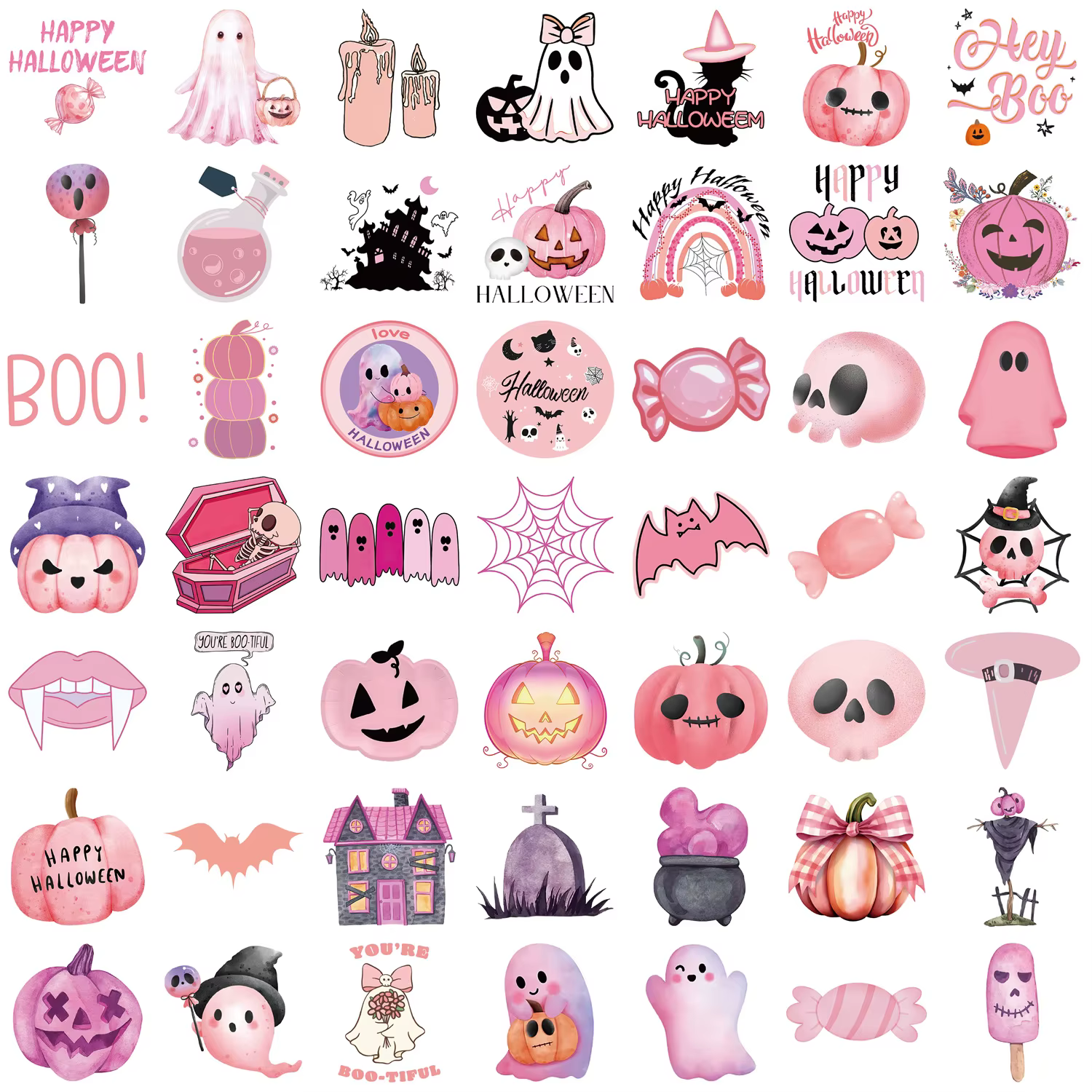 Pegatinas Halloween rosas impermeables - Dibujos animados para niños - imagen 3