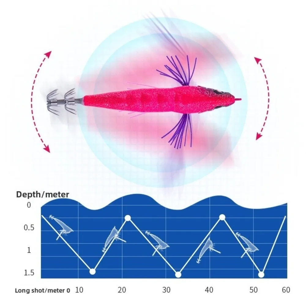 Egi Squid Bait luminoso de hundimiento lento para pulpo UV