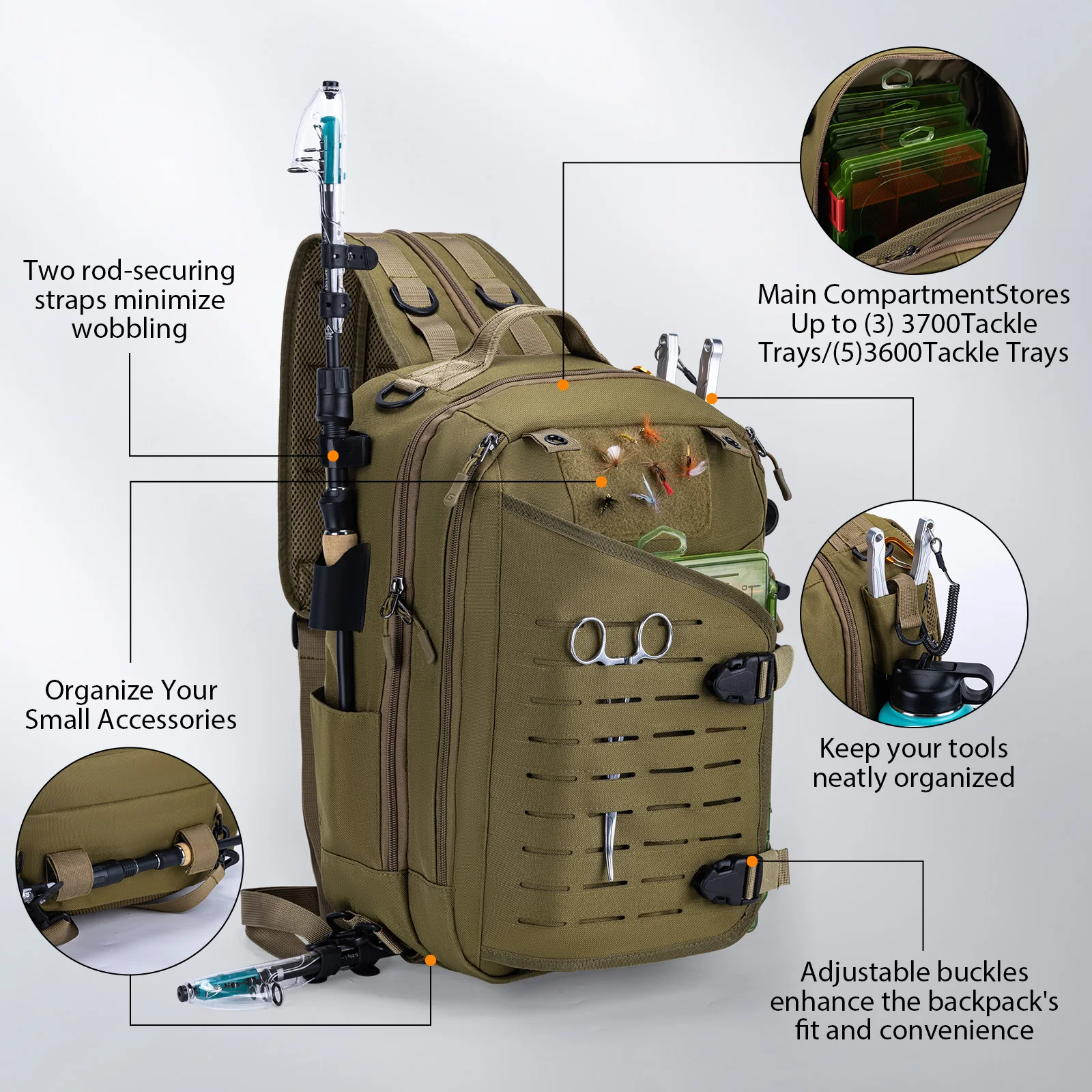 Bolsa de pesca Goture Oxford 900D impermeable con compartimentos - imagen 4