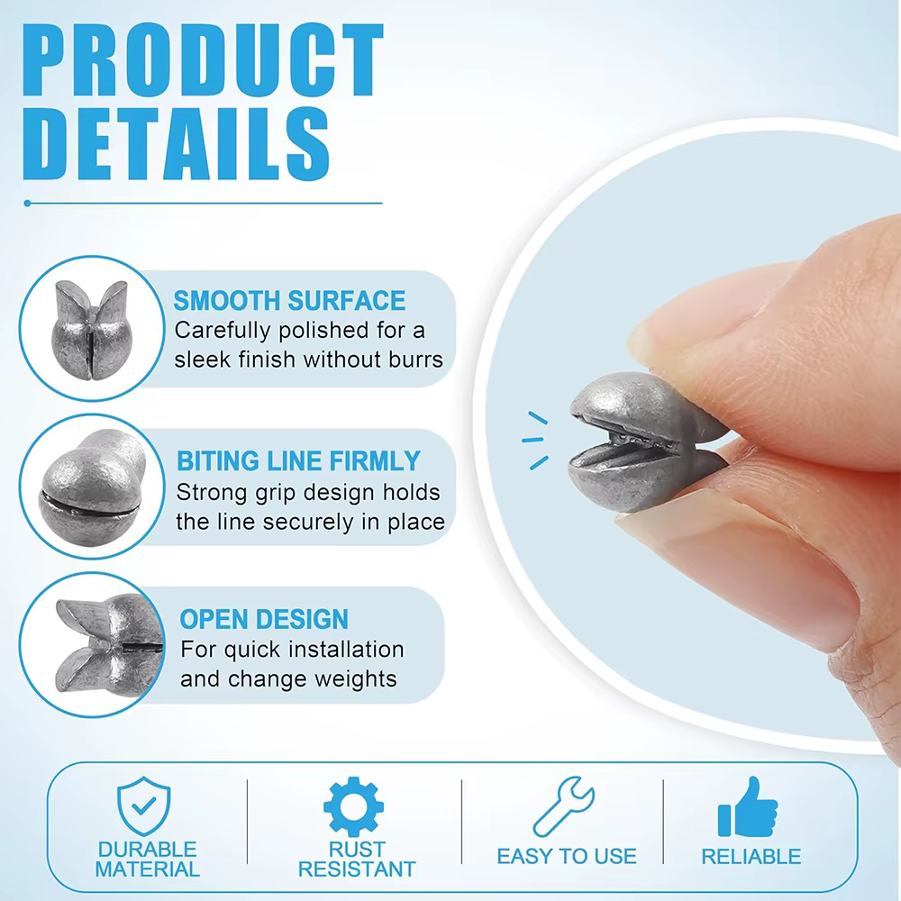 Plomos de pesca tipo split shot con clip reutilizable - imagen 4