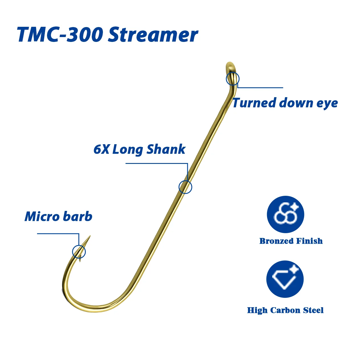 Aventik Eupheg EP-TMC300 anzuelo mosca forjado bronce extra largo