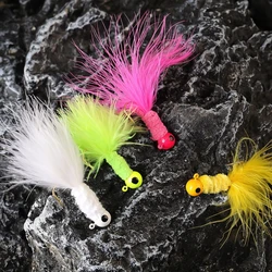 Jig Head de plomo biónico con plumas y pelo largo