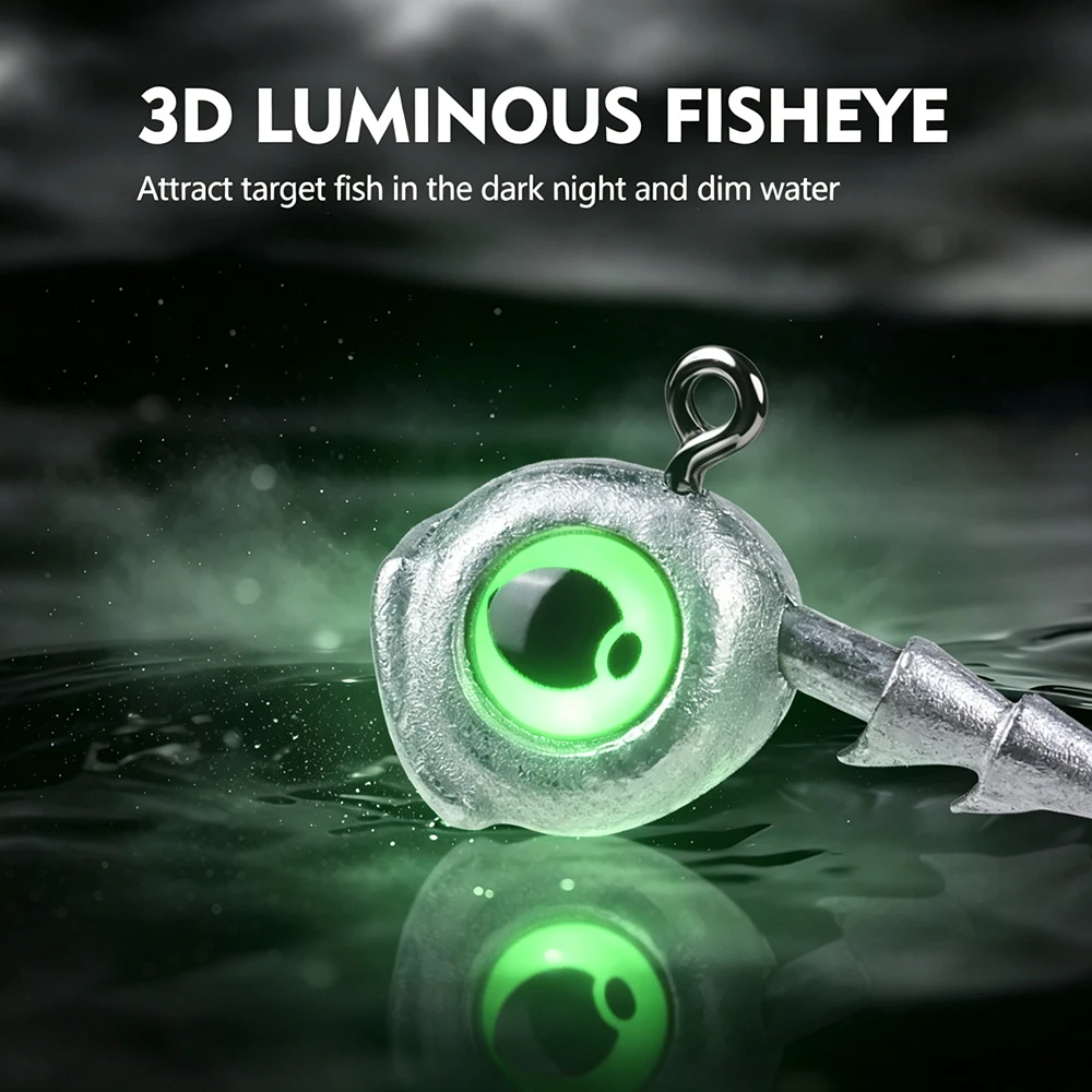 Anzuelos Jig Head ojos Glow para lubina, acero de carbono - imagen 2