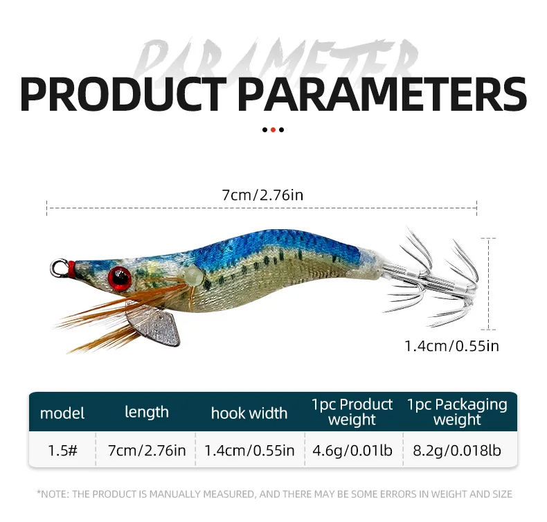 Detalle de señuelos luminosos para pesca