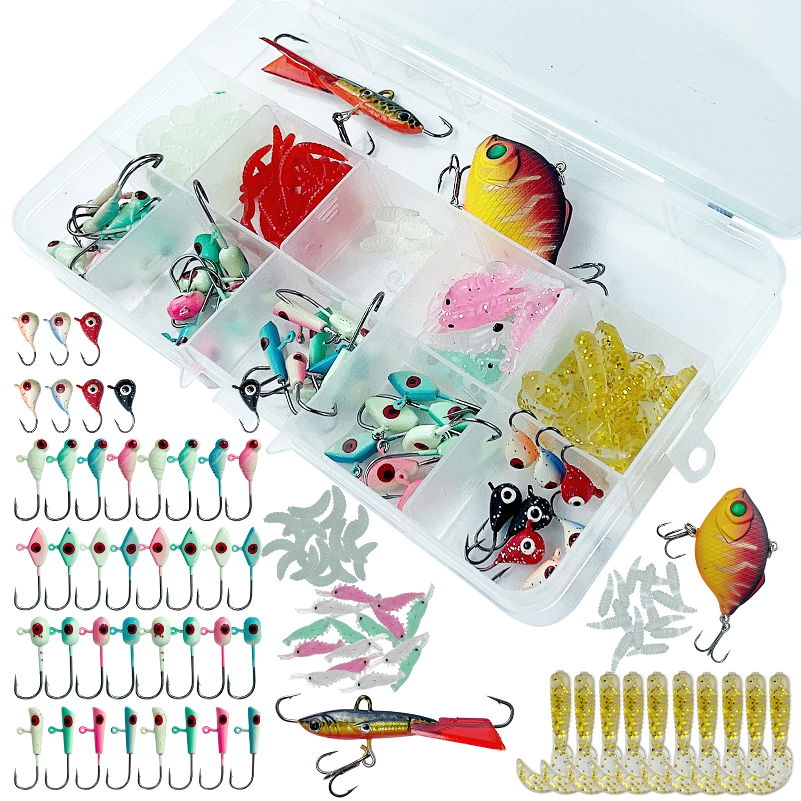 Kit pesca en hielo Free Fisher con señuelos y anzuelo afilado
