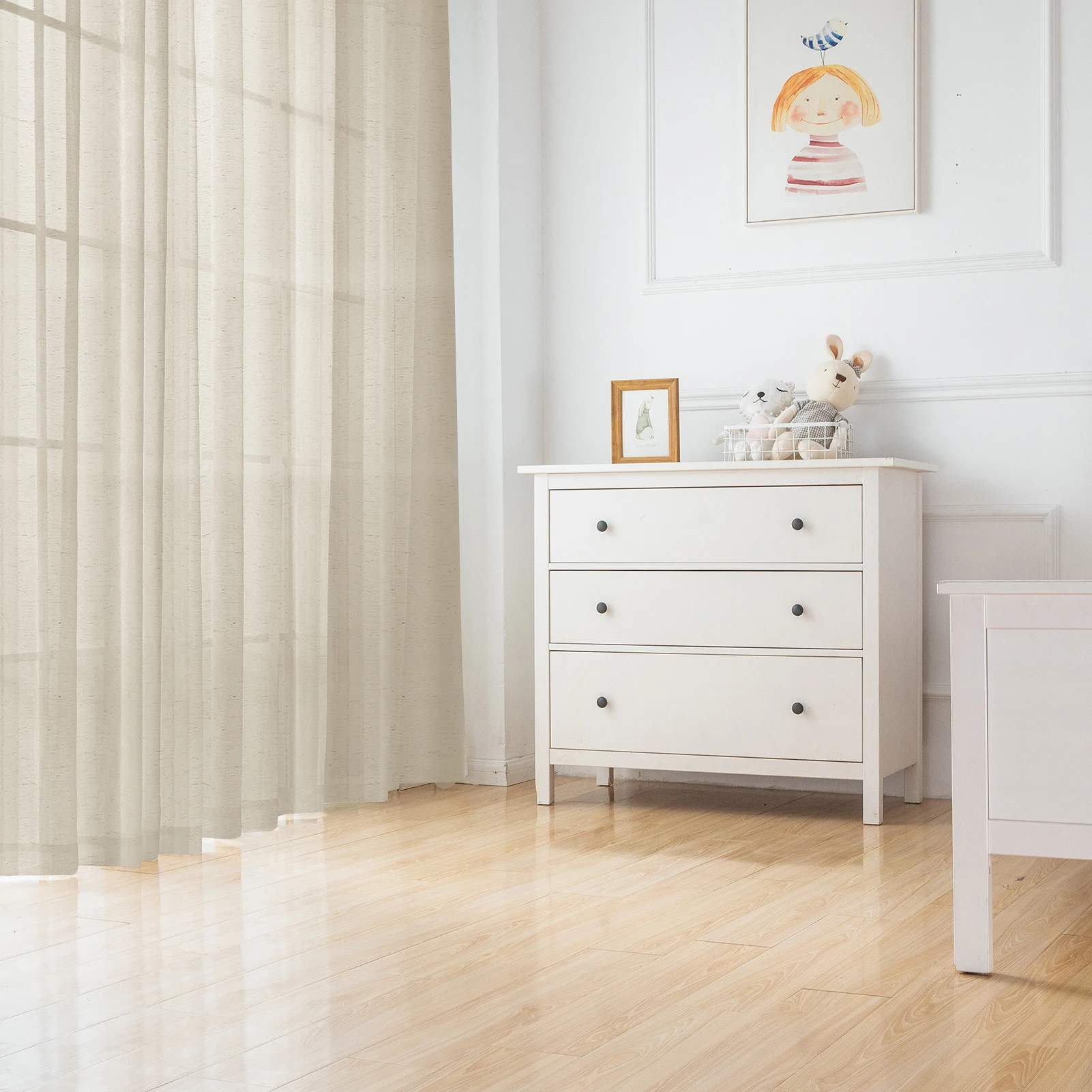 Ambiente decorativo con cortina de lino