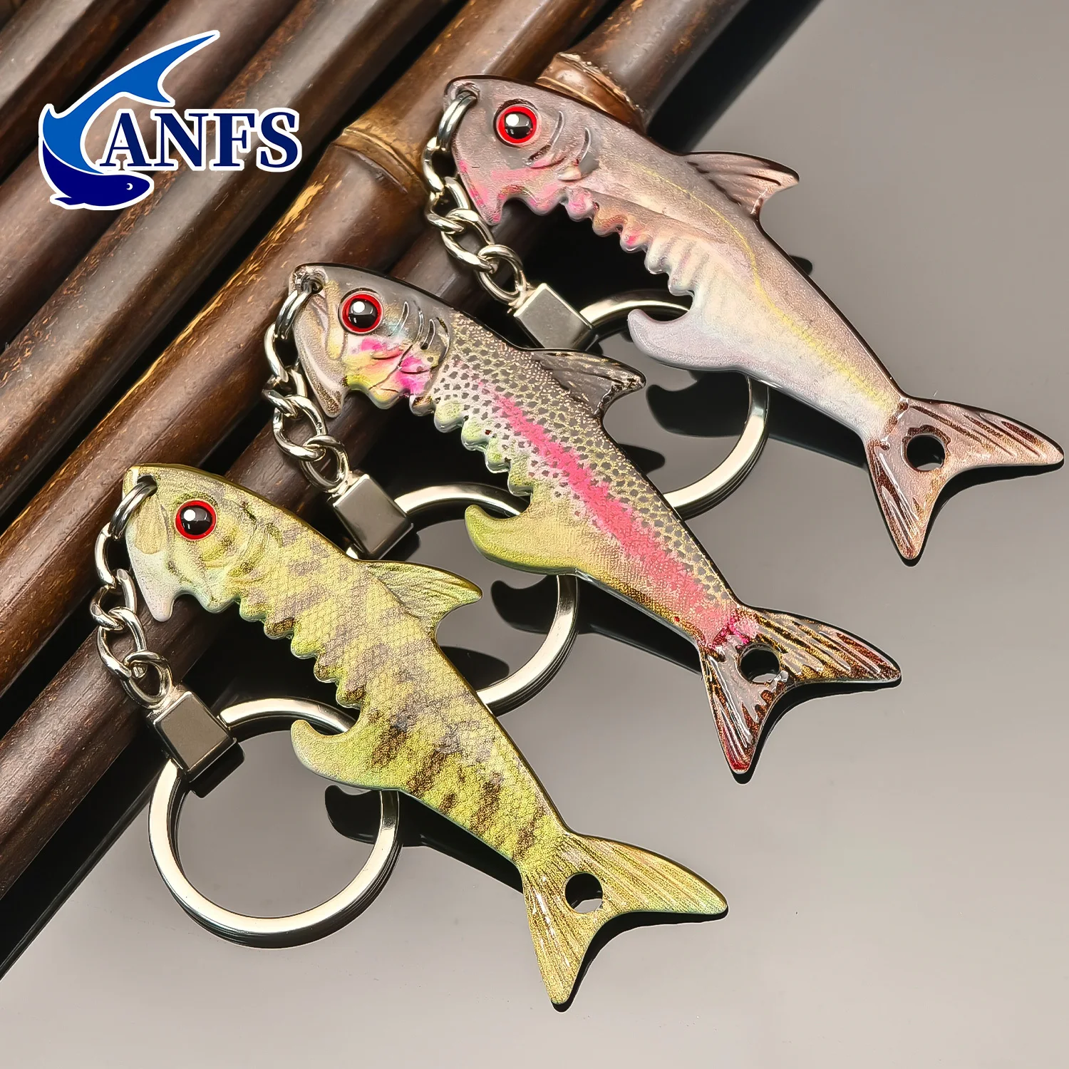 ANFS Llavero trucha arcoíris abrebotellas para pescadores - imagen 5