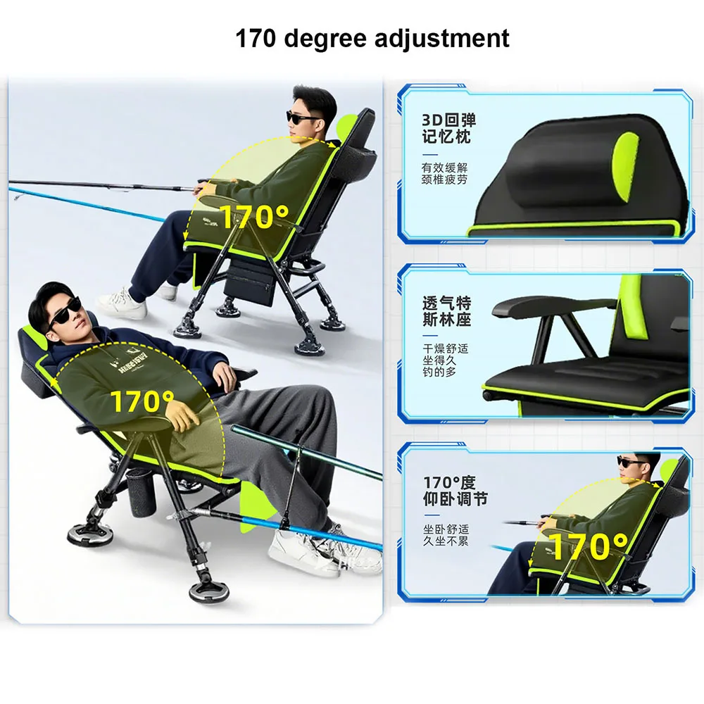 Asiento de pesca acolchada Mark – Plataforma plegable para largas jornadas - imagen 2