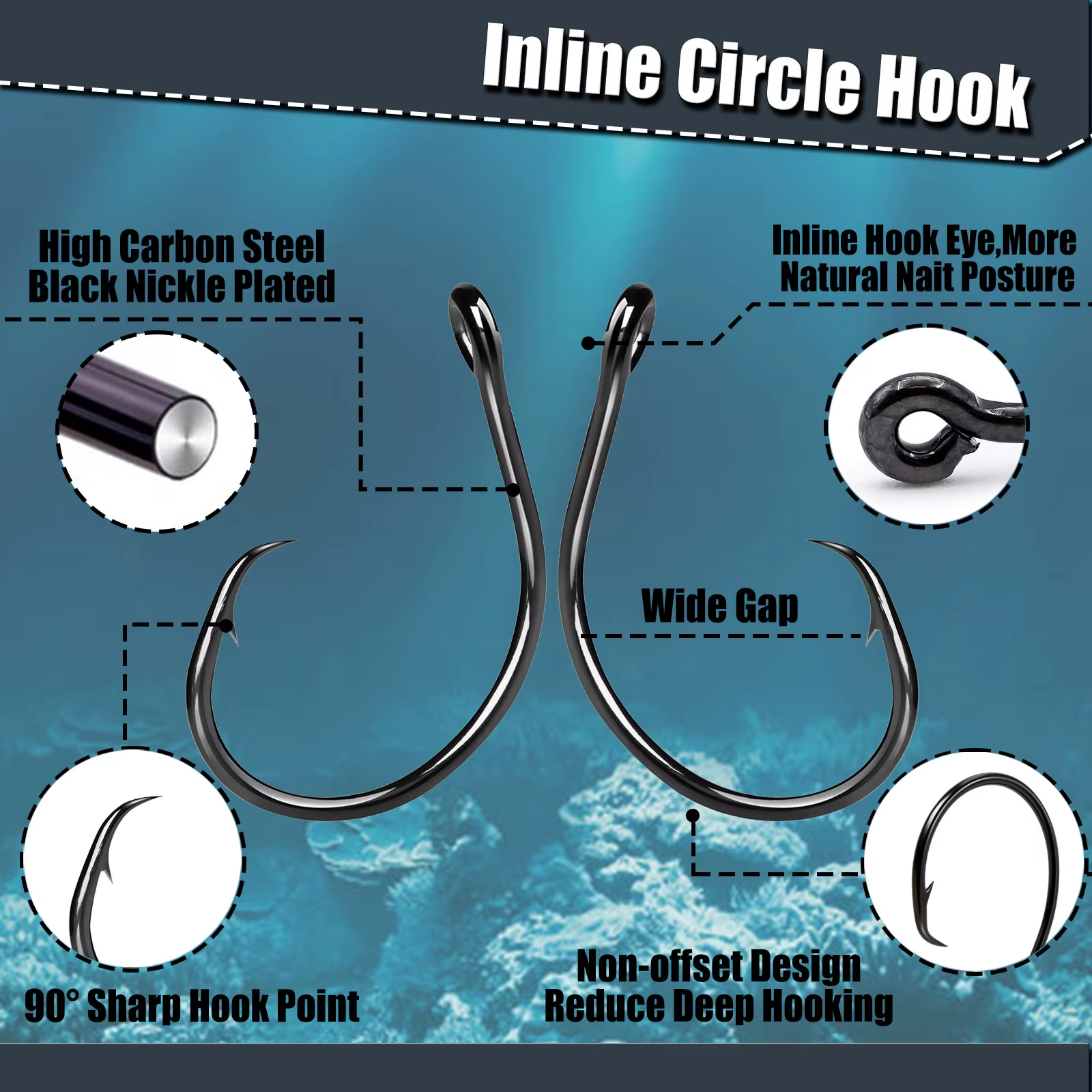 Anzuelo Circular Ancho para Lubina y Crappie – Agua salada y dulce - imagen 4