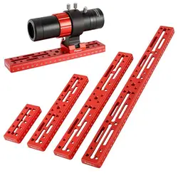 Riel de telescopio con escala y base metálica cola de milano roja