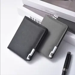 Cartera retro de cuero PU para hombre con clip y tarjetero