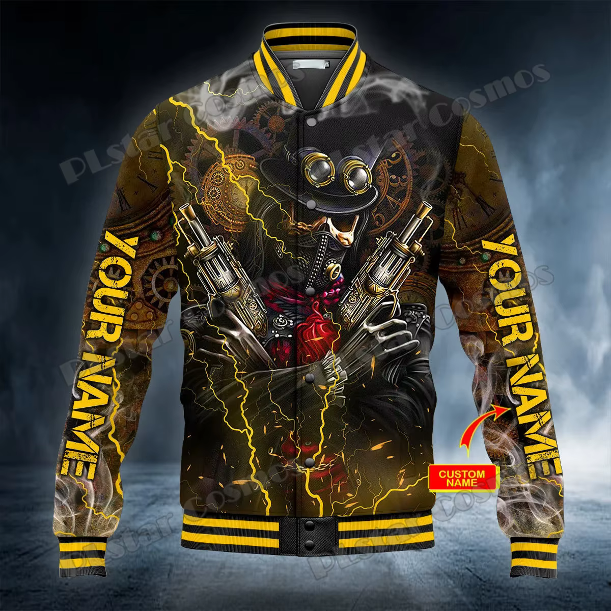 Chaqueta de Béisbol Estampado 3D Calavera y Rosas Rojas – Invierno