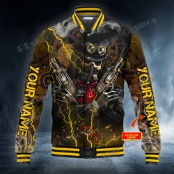Chaqueta de Béisbol Estampado 3D Calavera y Rosas Rojas – Invierno