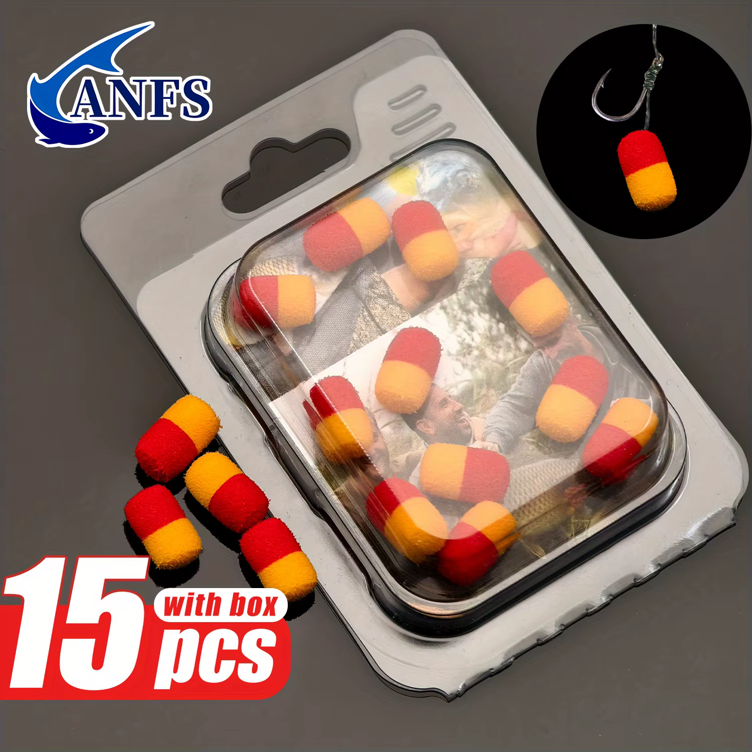 ANFS Cuentas de pesca flotantes doble color italiano para carpa