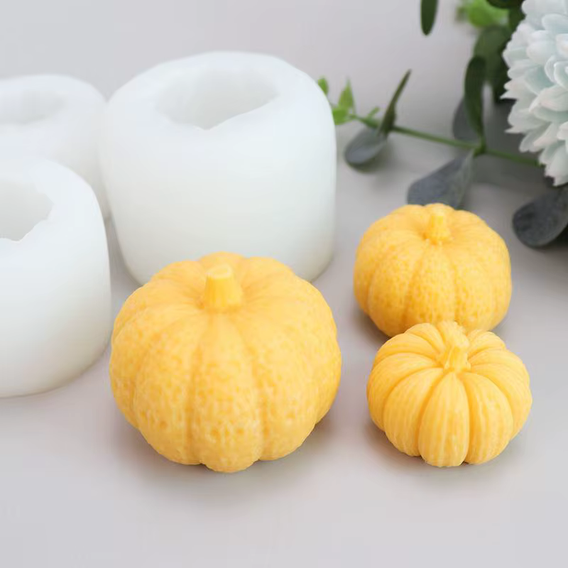 Molde de silicona con forma de calabaza para velas y jabones