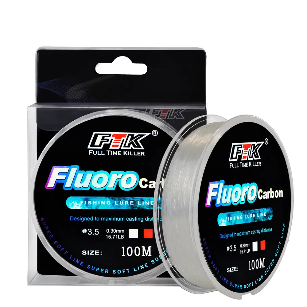Línea de fluorocarbono 100 m para pesca con mosca en mar y ríos
