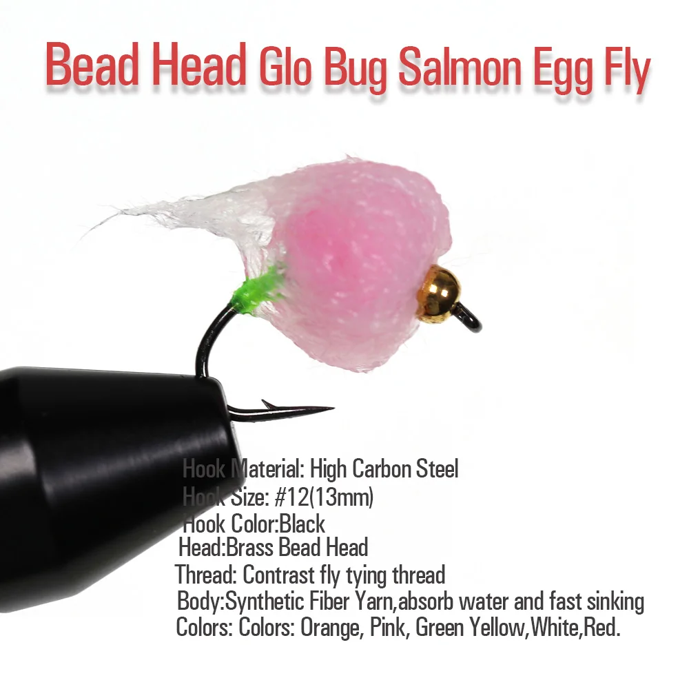 Vtwins Bead Head Glo Bug mosca húmeda salmón trucha Steelhead - imagen 5