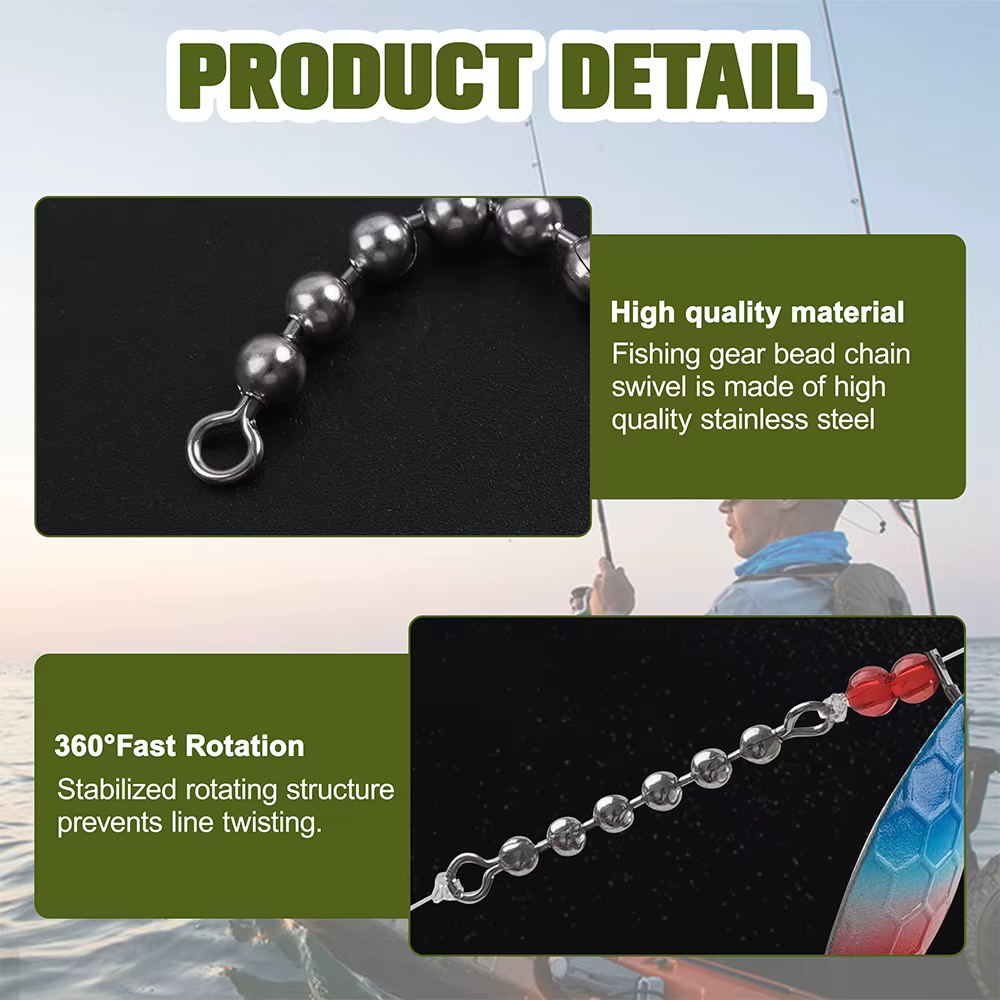 Giratorios con cuentas de acero inoxidable para pesca – Agua dulce y salada - imagen 4