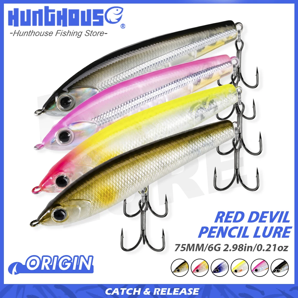Hunthouse Red Devil señuelo superficie flotante tipo lápiz para lubina