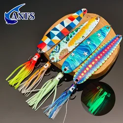 ANFS señuelo de cuchara metálico con triple anzuelo para lubina