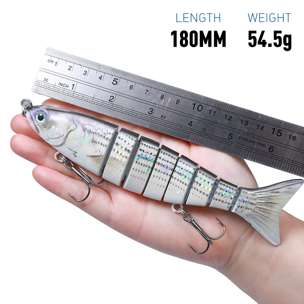 Swumbait realista 8 segmentos – Crankbait duro 18cm con anzuelos - imagen 4
