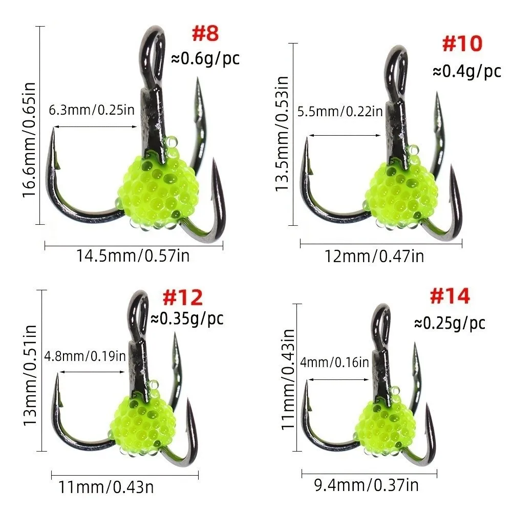Juego de 5 anzuelos triples de acero con alto carbono para pesca