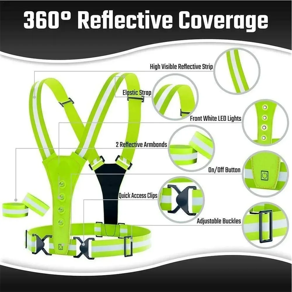 Chaleco reflectante LED en uso deportivo