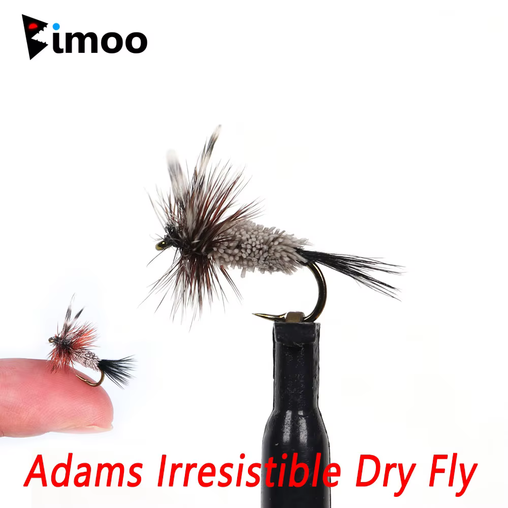 Bimoo Grizzly Brown Hackle Adams – Mosca seca para trucha y Bass - imagen 2