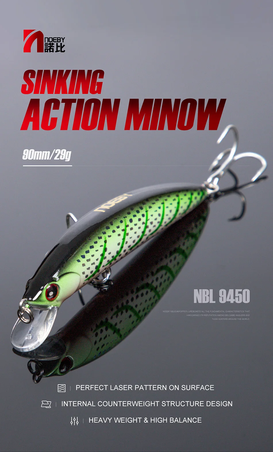 Señuelo NOEBY Sinking Minnow vista lateral