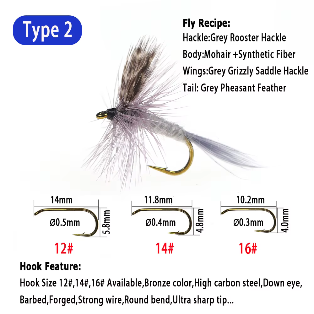 Wifreo ADS Moscas Secas para Trucha Hendrickson Mayfly Caddis - imagen 2