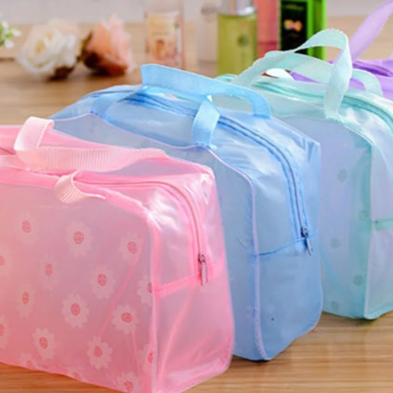 Bolsa de maquillaje portátil color sólido ligera para viaje organizador - imagen 4