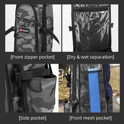 XA204G Mochila táctica para pesca impermeable con porta-cañas