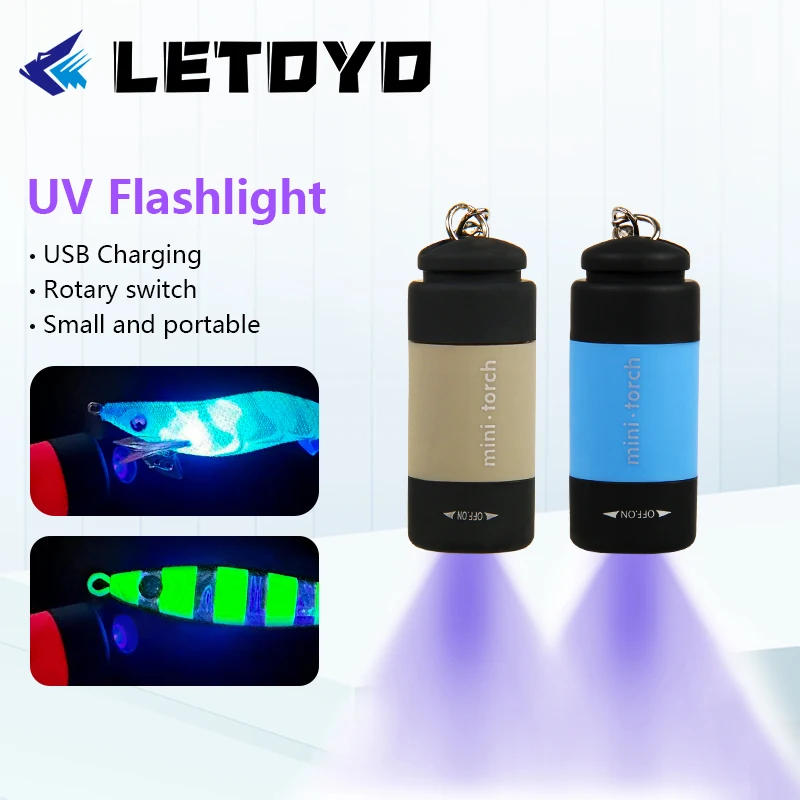 LETOYO Linterna UV LED recargable USB - Mini impermeable pesca marina