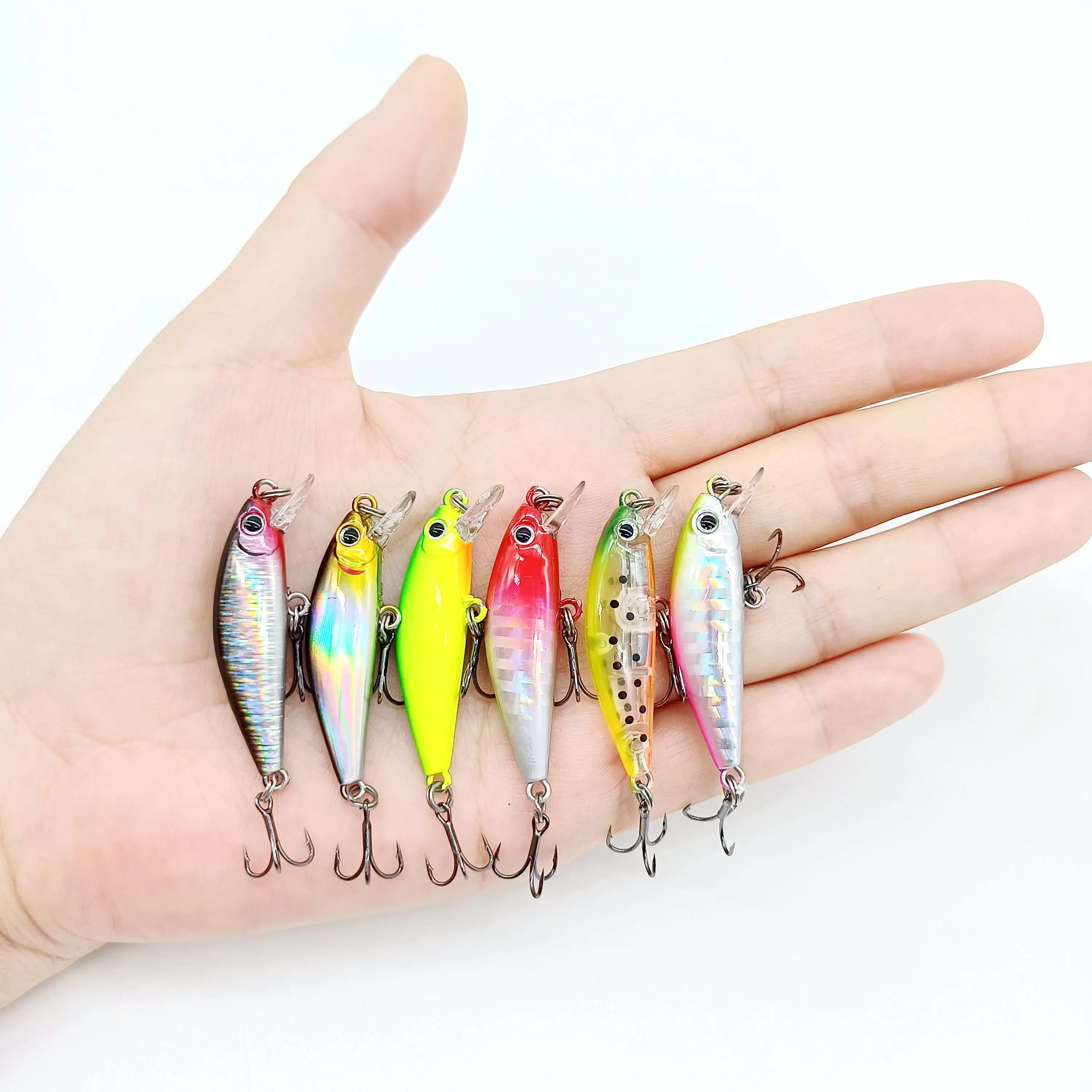 Mini señuelo DUODUOYU visto desde arriba mostrando detalles de pintura y ojo